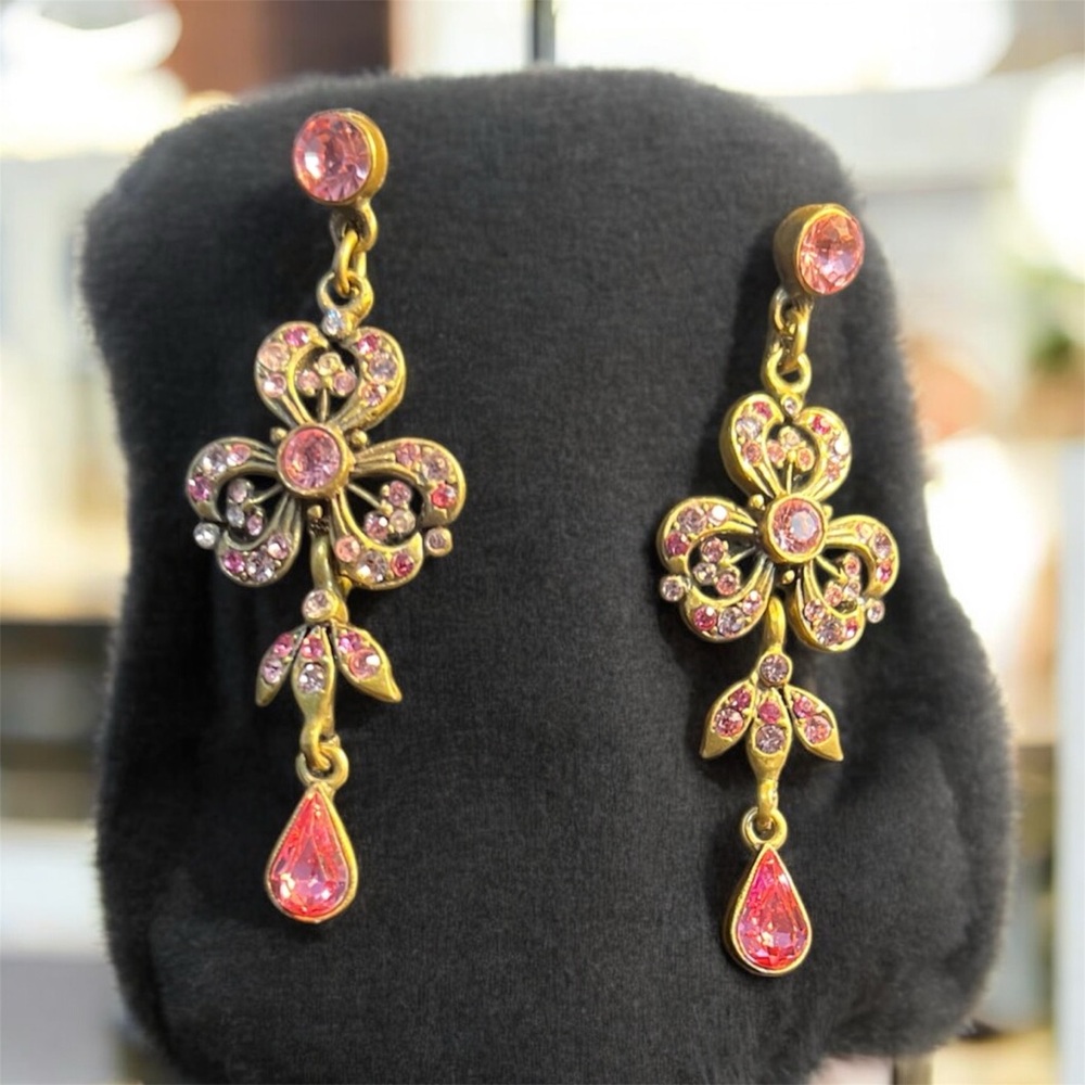 Nicky Butler Vintage Pink Crystal Dangle Earrings